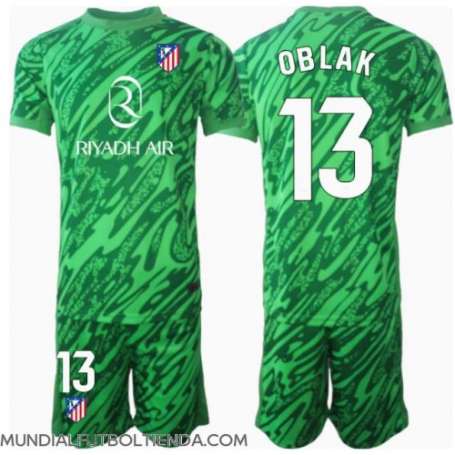 Camiseta Atletico Madrid Jan Oblak #13 Portero Segunda Equipación Replica 2024-25 para niños mangas cortas (+ Pantalones cortos)